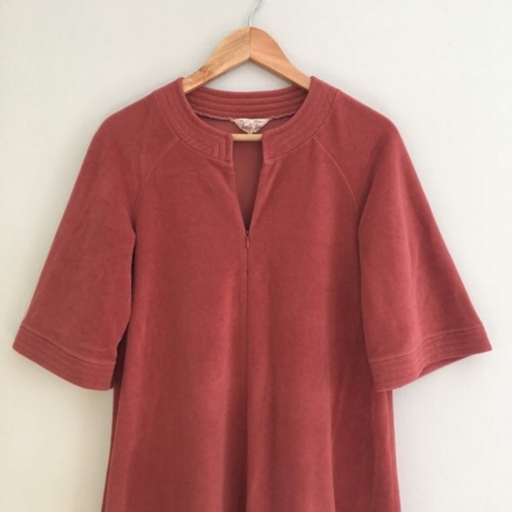 Vintage Vanity Fair Salmon Pink Velour Zip-up Robe